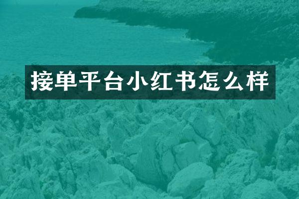 接单平台小红书怎么样