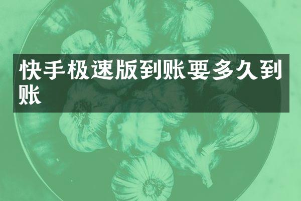 快手极速版到账要多久到账