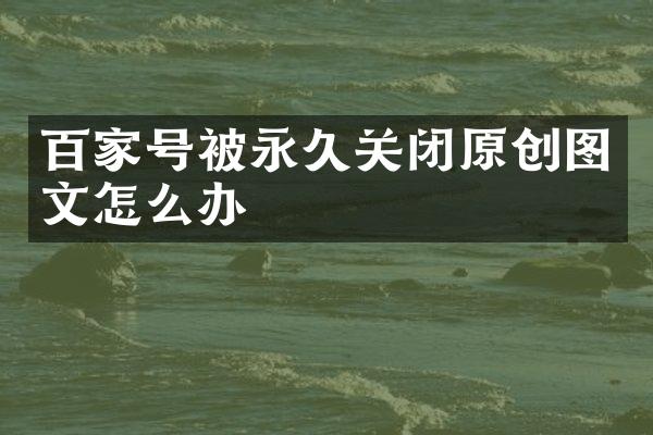 百家号被永久关闭原创图文怎么办