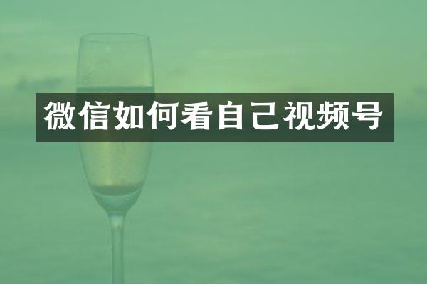 微信如何看自己视频号