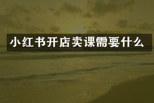小红书开店卖课需要什么