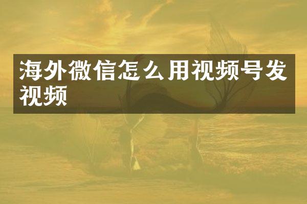 海外微信怎么用视频号发视频
