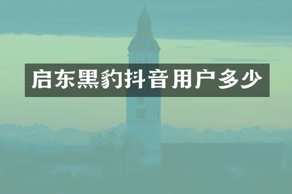 启东黑豹抖音用户多少