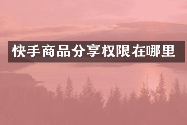 快手商品分享权限在哪里