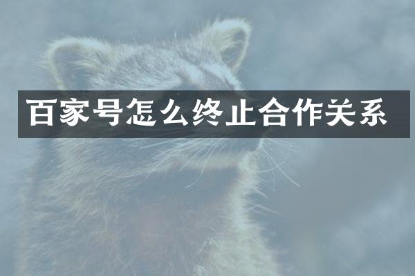 百家号怎么终止合作关系