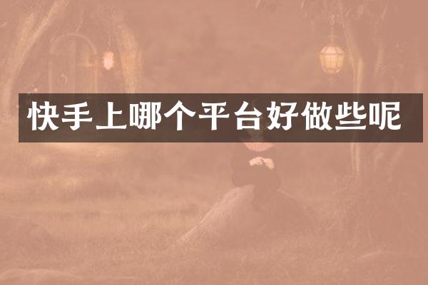 快手上哪个平台好做些呢