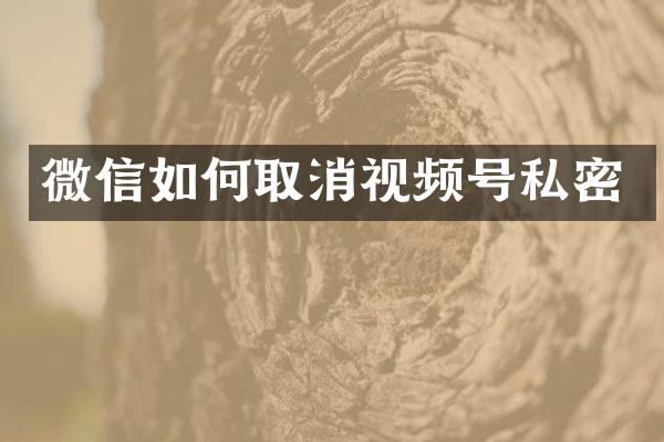 微信如何取消视频号私密