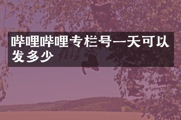 哔哩哔哩专栏号一天可以发多少