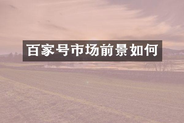 百家号市场前景如何