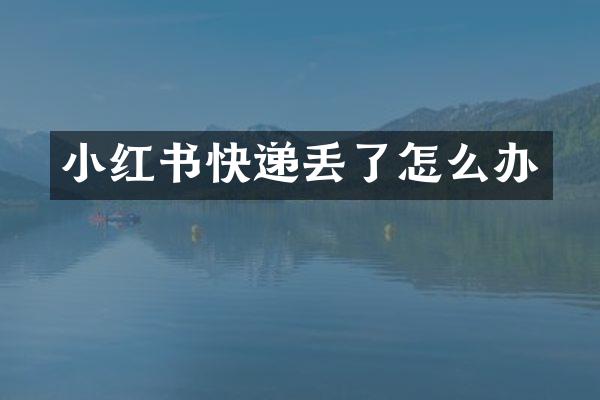 小红书快递丢了怎么办