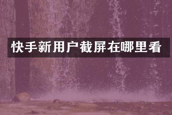 快手新用户截屏在哪里看