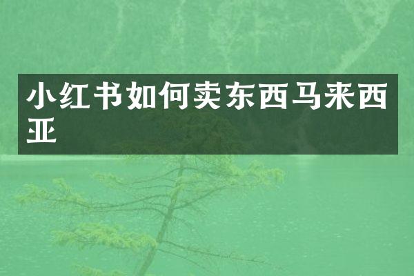 小红书如何卖东西马来西亚