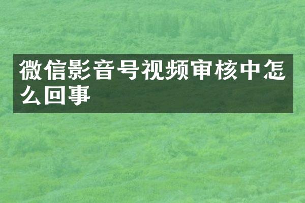 微信影音号视频审核中怎么回事