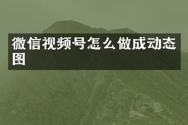 微信视频号怎么做成动态图