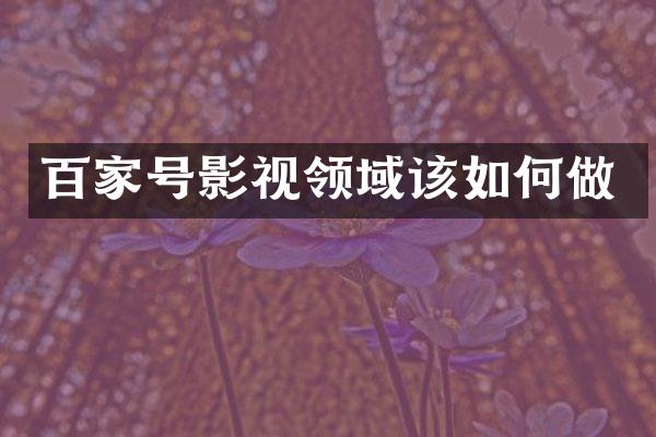百家号影视领域该如何做