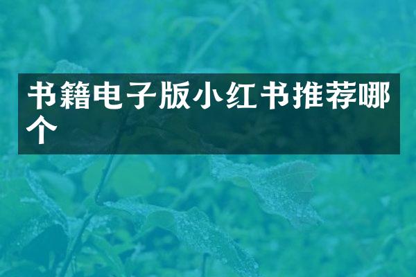 书籍电子版小红书推荐哪个
