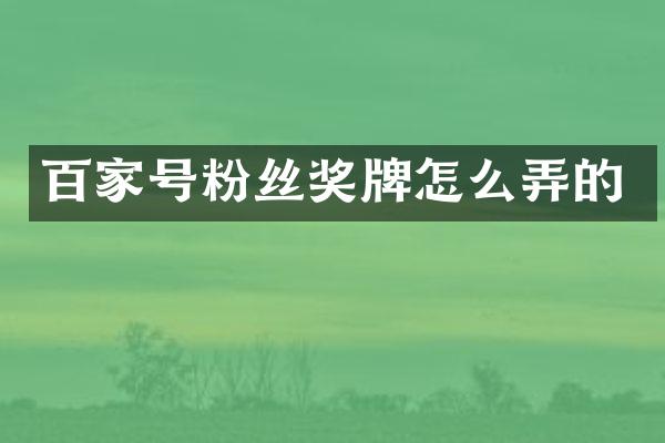 百家号粉丝奖牌怎么弄的