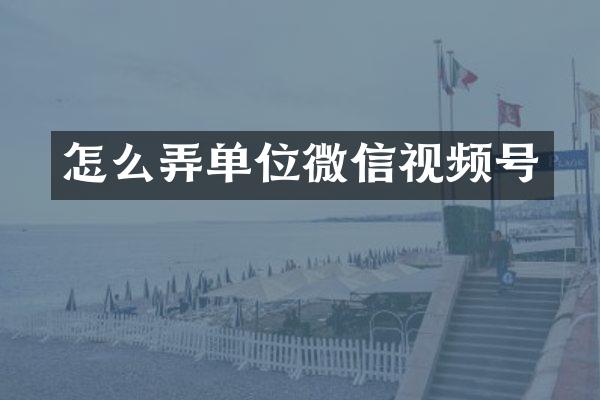怎么弄单位微信视频号