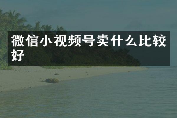 微信小视频号卖什么比较好