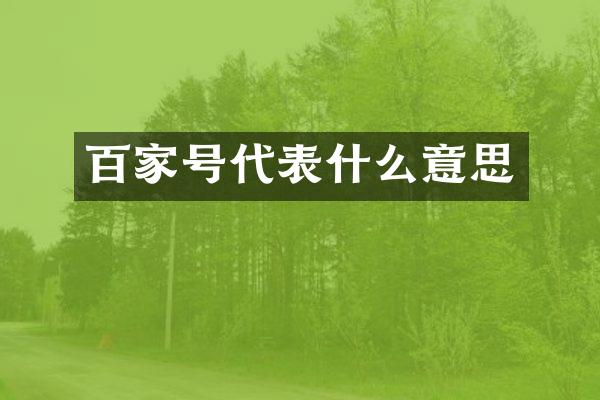 百家号代表什么意思