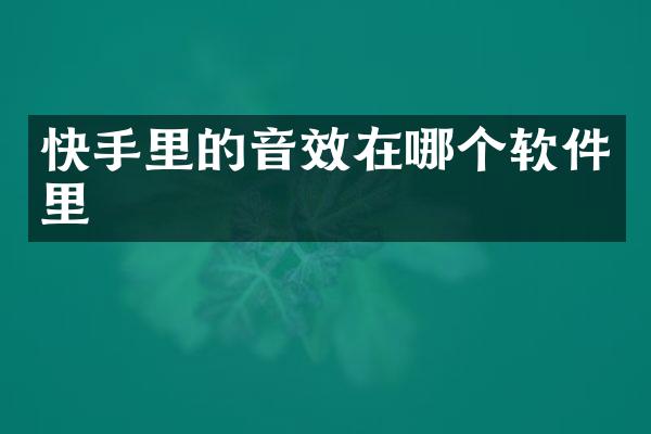 快手里的音效在哪个软件里