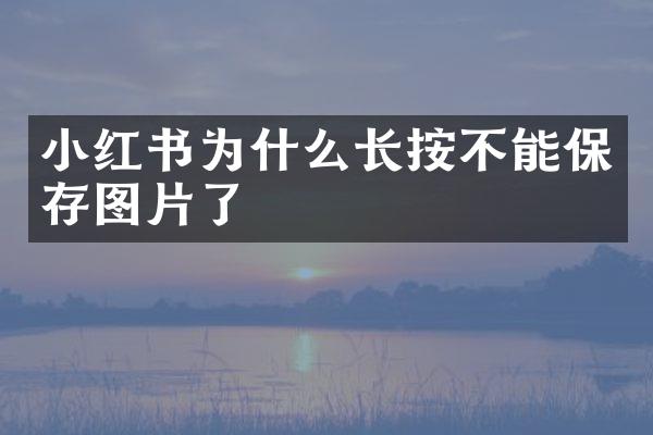 小红书为什么长按不能保存图片了