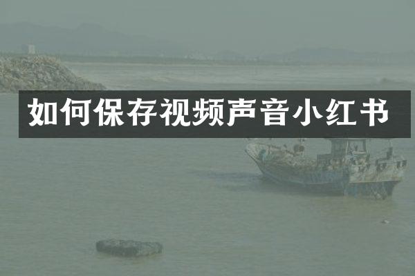 如何保存视频声音小红书