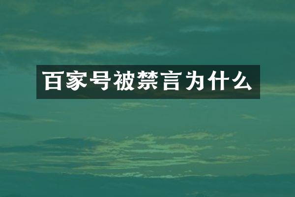 百家号被禁言为什么