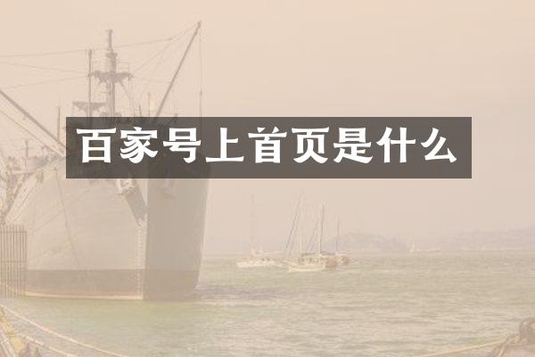 百家号上首页是什么