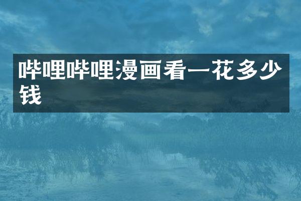 哔哩哔哩漫画看一花多少钱