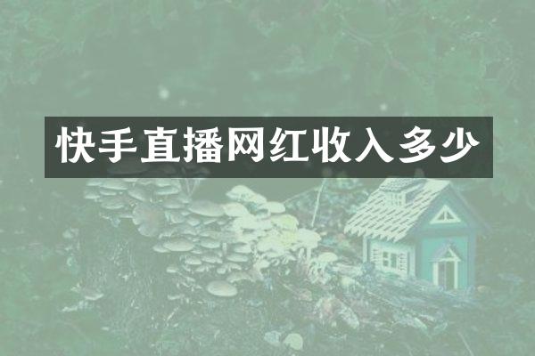 快手直播网红收入多少