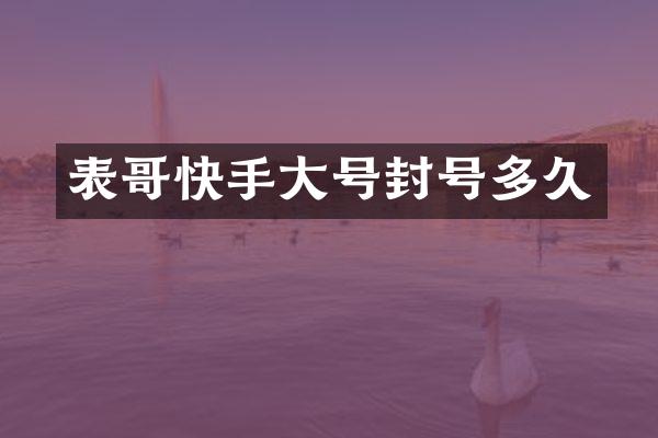 表哥快手大号封号多久