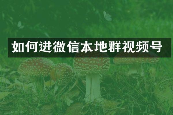 如何进微信本地群视频号