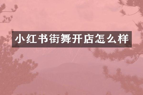 小红书街舞开店怎么样