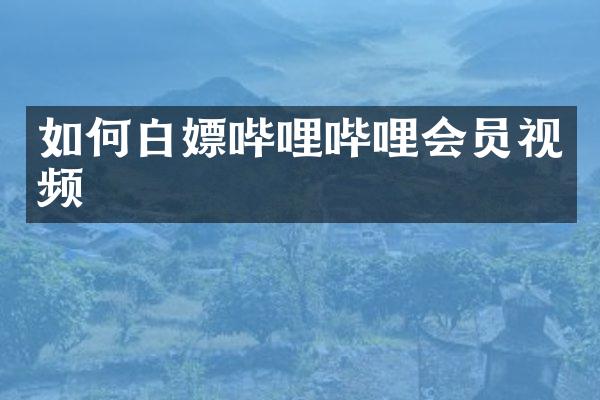 如何白嫖哔哩哔哩会员视频