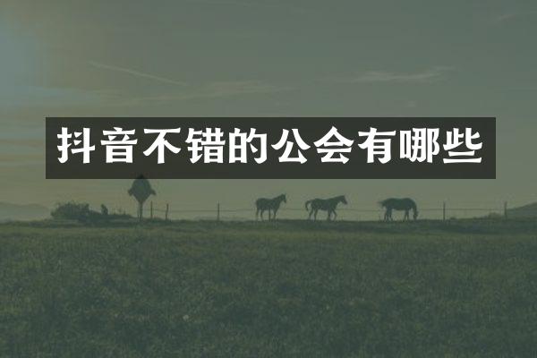 抖音不错的公会有哪些