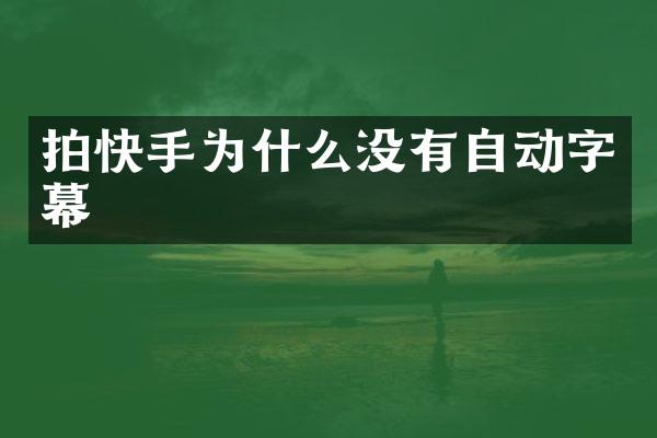 拍快手为什么没有自动字幕