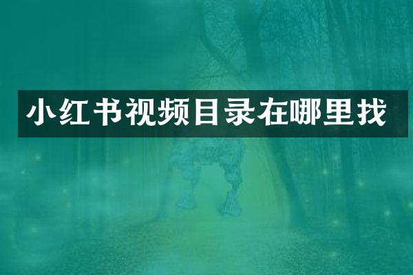 小红书视频目录在哪里找