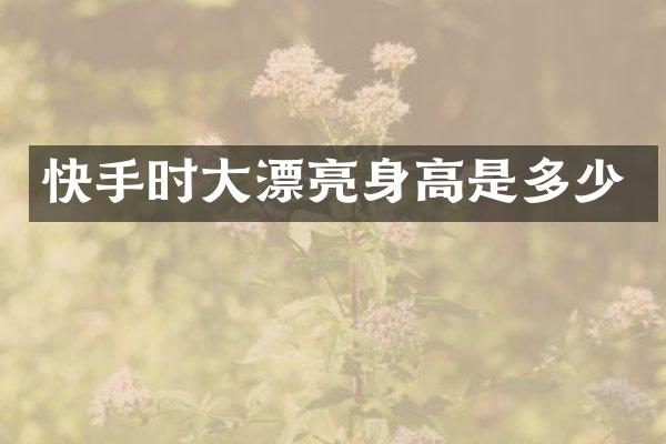 快手时大漂亮身高是多少