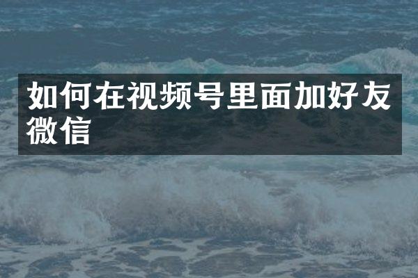 如何在视频号里面加好友微信