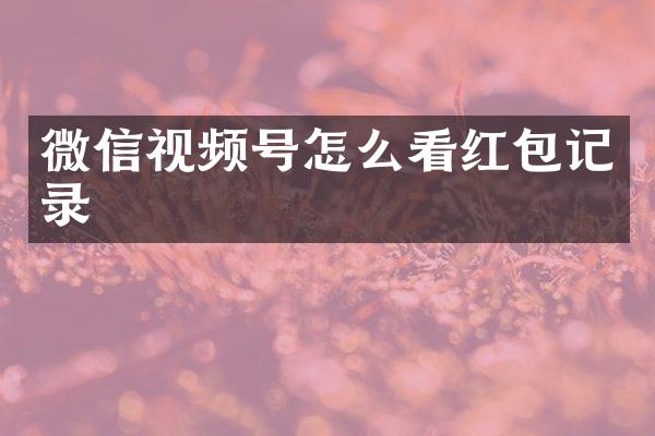 微信视频号怎么看红包记录