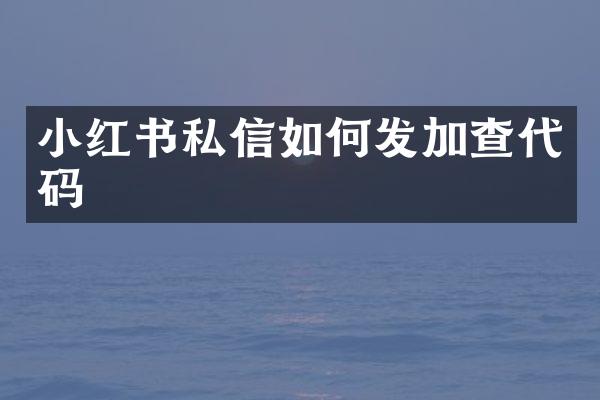 小红书私信如何发加查代码