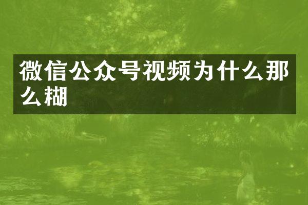 微信公众号视频为什么那么糊