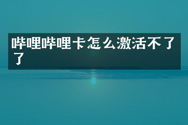 哔哩哔哩卡怎么激活不了了