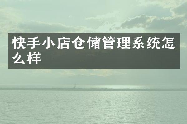 快手小店仓储管理系统怎么样