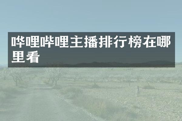 哗哩哔哩主播排行榜在哪里看