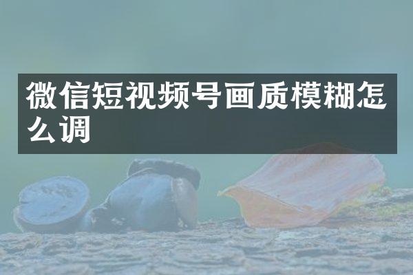 微信短视频号画质模糊怎么调
