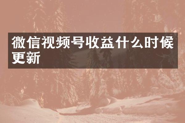 微信视频号收益什么时候更新