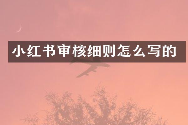小红书审核细则怎么写的