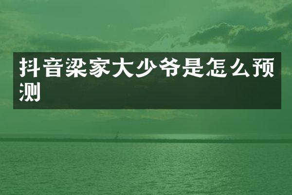抖音梁家大少爷是怎么预测